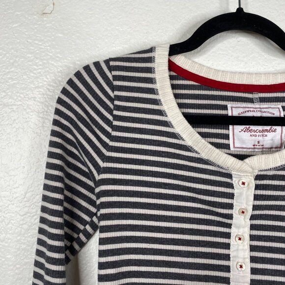 Abercrombie Fitch Sleepwear Collection Pajama Set Henley Ribbed Striped Size S - Picture 5 of 16